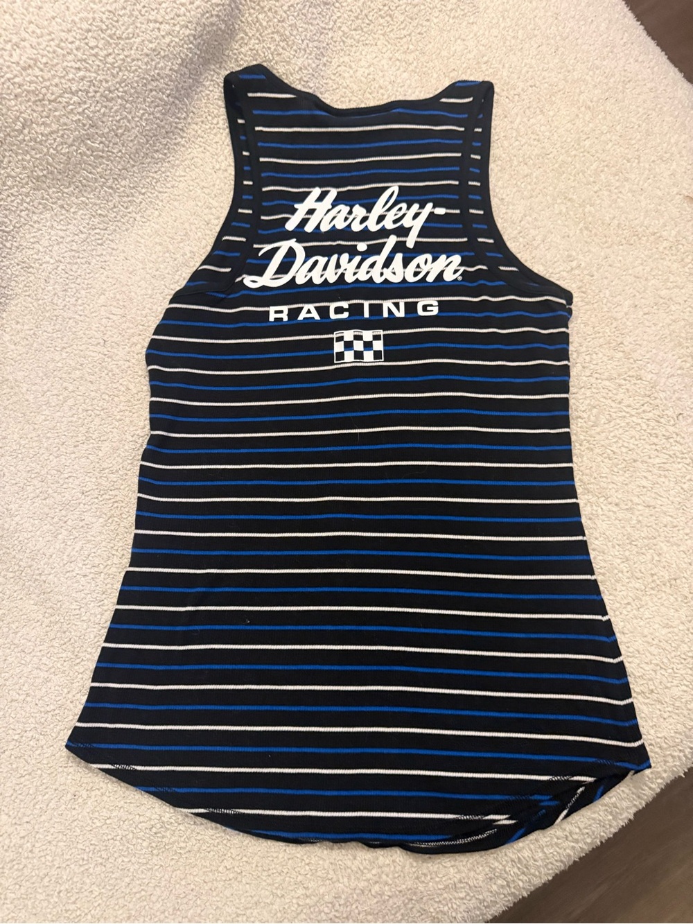 Harley-Davidson Striped Henley Tank Top - Black & Blue - Picture 2 of 2